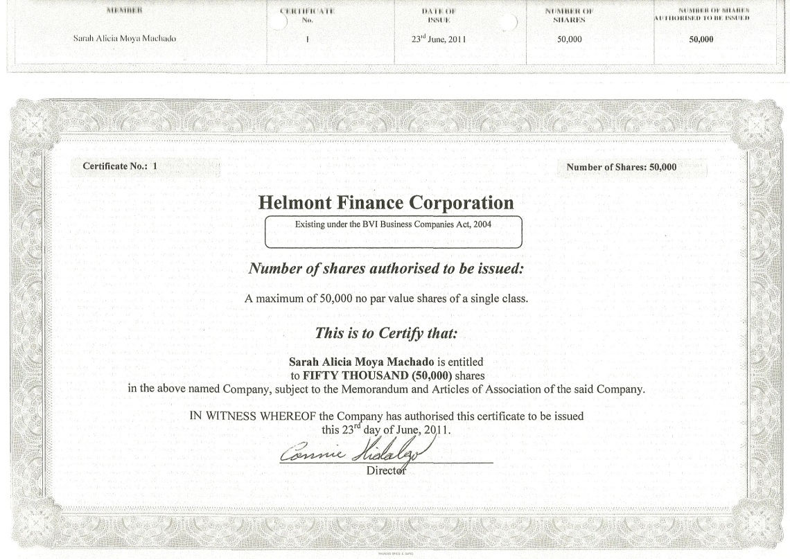 Certificado-de-Acciones-Helmont-Finance-Corporation